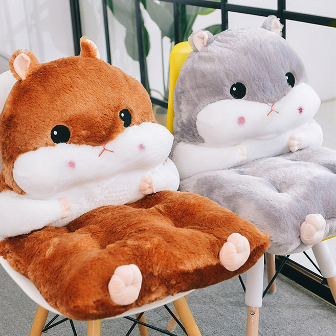 햄찌등받이쿠션 햄스터캐릭터 인형의자방석, 베이지