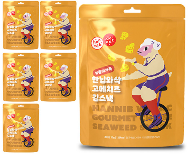 한닙두잇 한닙와삭 풍미가득 고메치즈 김스낵/김과자, 6개, 25g
