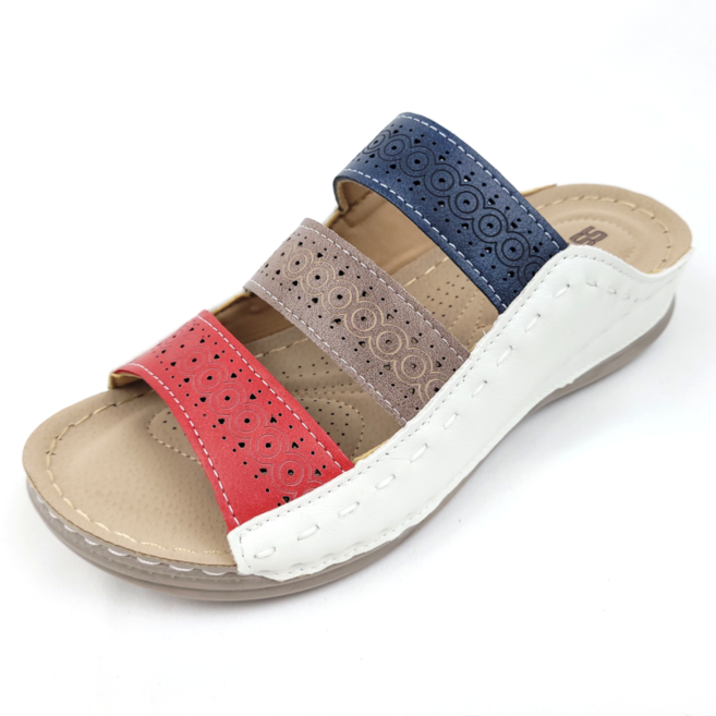 순이의신발장 발편한 키높이 통굽 푹신한 쿠션 발볼넓은 여성 여름 여자 가죽 슬리퍼 4cm