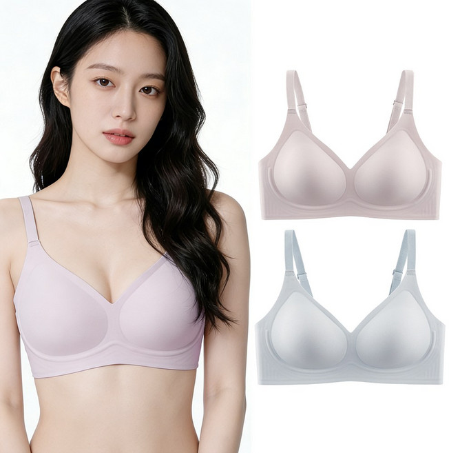 1+1 2장세트 패드일체형 캡내장 일체형 노와이어 심리스 브라 탈착 가능 편안한 착용감 여성용 브래지어 속옷세트