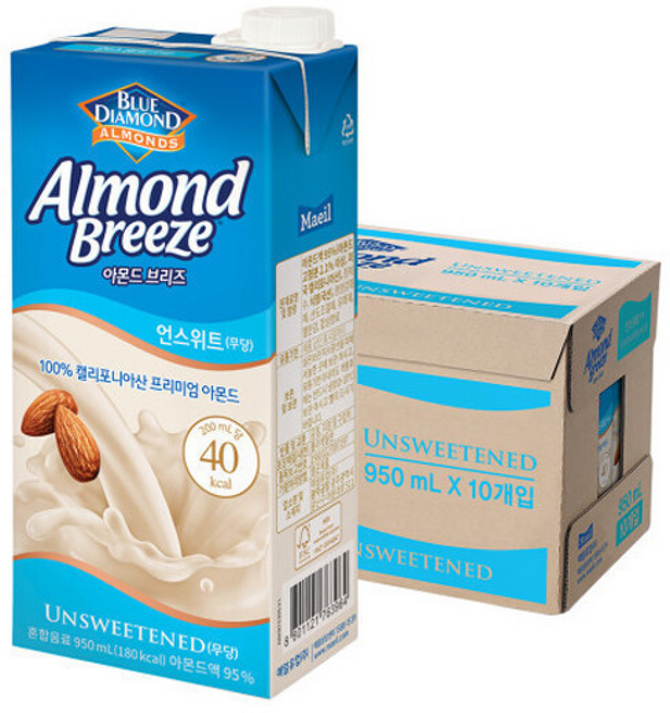 매일유업 아몬드브리즈 두유 언스위트 ( ), 950ml, 10세트