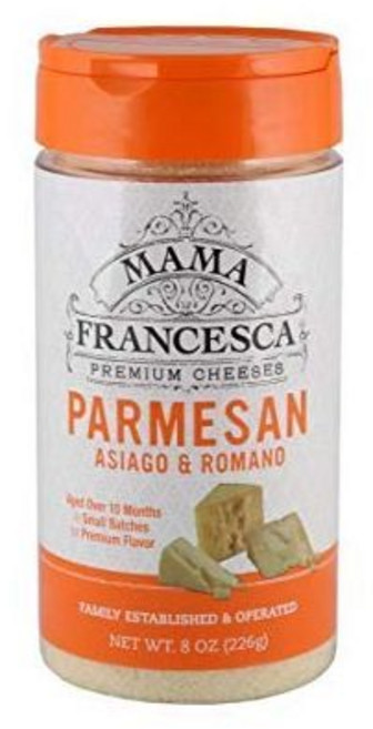Mama Francesca 치즈 파우더 가루 마마 프란체스카 파르메산 아시아고 로마노 프리미엄 그라티드 정통 이탈리안 8온스 3개 묶음 글루텐 프리