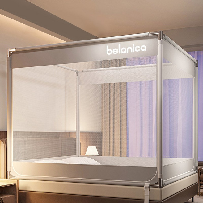 개웃기냥 모기장 KC인증 육각형 망사 침대 텐트형 3방향 문, B 그레이