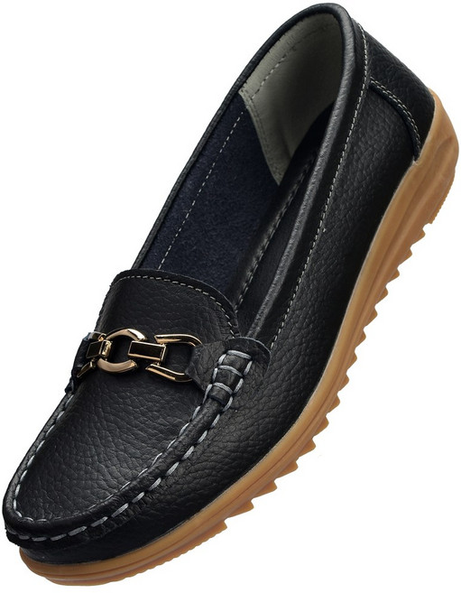 발편한 볼넓은 봄 가을 여성 소가죽 단화 슬립온 로퍼 플랫슈즈 효도화 유니폼화 근무화 DM1003