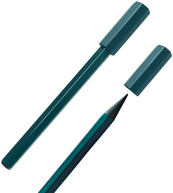 깎지 않는 연필 자이 탄소펜 보호캡 연필형 무한연필, Tan Dark Green