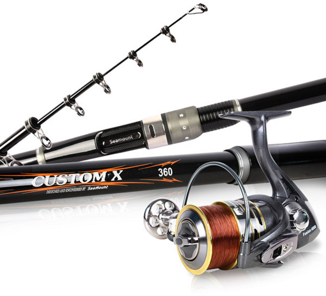 시마운트 커스텀X 원투 낚시대 360+릴세트/바다낚시대, 단일
