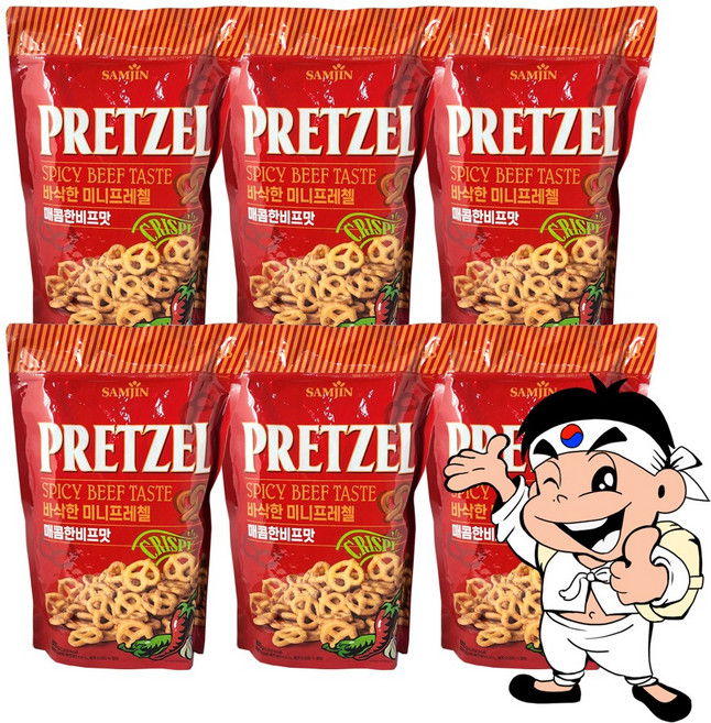 삼진 미니프레첼 매콤한비프맛 800g, 18개
