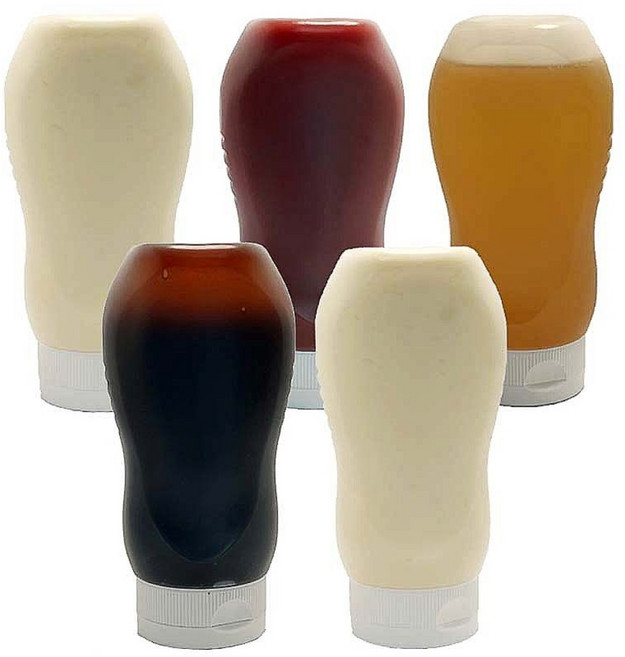 심플팩토리 거꾸로 쓰는 소스통 흐르지않는 꿀병, 5개, 300ml