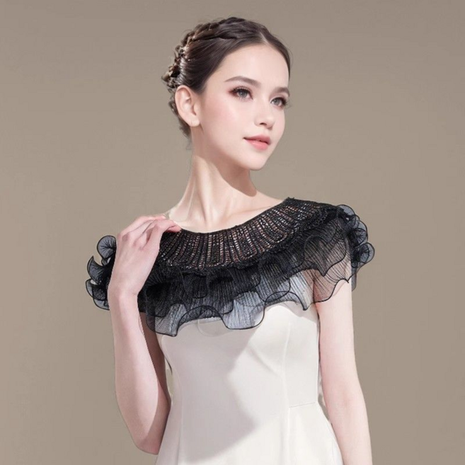 페이크 칼라 만능 케이프 여름 레이스 케이프 라운드넥에 블라우스