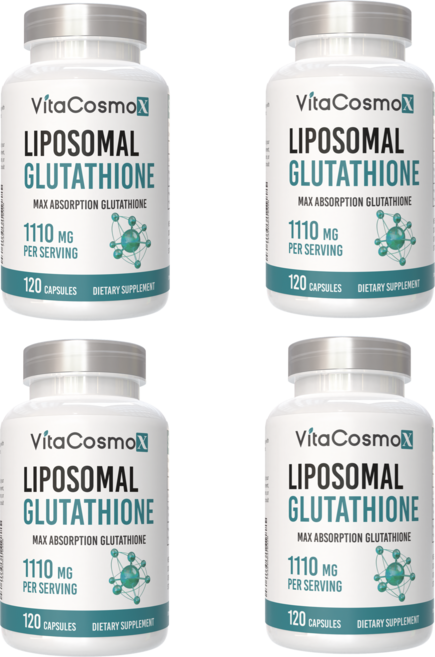 VitaCosmoX 리포소말 글루타치온 1100mg 120 베지 캡슐 Glutathione 1100 mg Veg Capsules, 4개, 120정