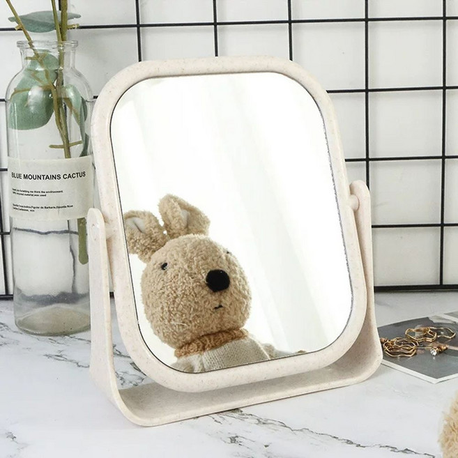 학교 좌우반전거울 휴대용 핑크레드-일반형 메이크업 접이식 무반전, J. 양면 거울 베이지 사각형 8.5-6cm