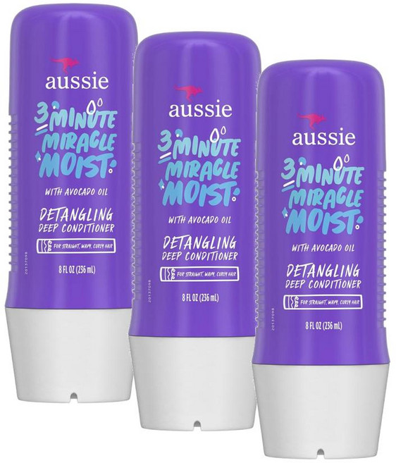 오지 3분 미라클 모이스트 딥 컨디셔너 Aussie 3 Minute Miracle Moist Deep Conditioner, 3개, 237ml