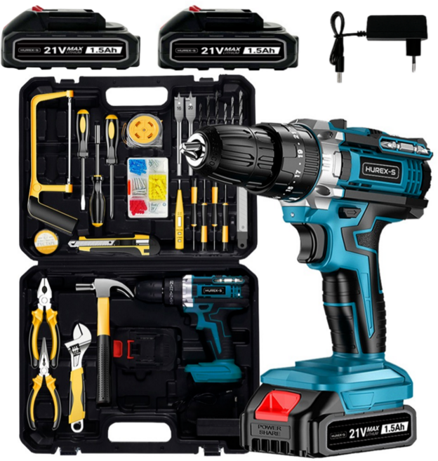 휴렉스S 블라스트 올인원 헤머 전동드릴 드라이버 가정용 공구 세트, 2개