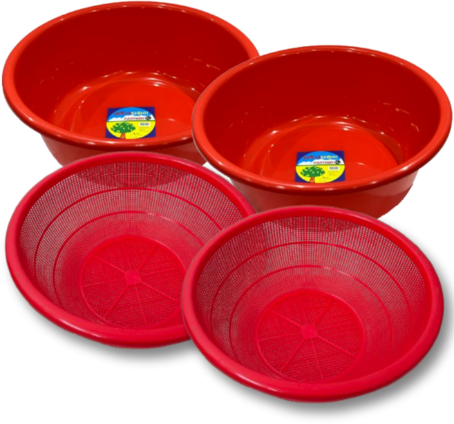 나코 김장다라이 세트 김장대야 김치 플라스틱채반 원형 소쿠리 대형 다라이, 1세트, 빨간색