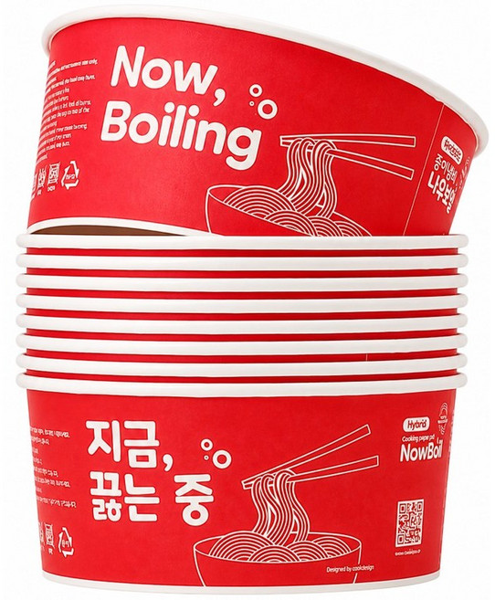 나우보일 한강라면용기 가정용 인덕션 전자레인지 겸용 2인용 1.9L 하이브리드 종이냄비, 10개, 19cm