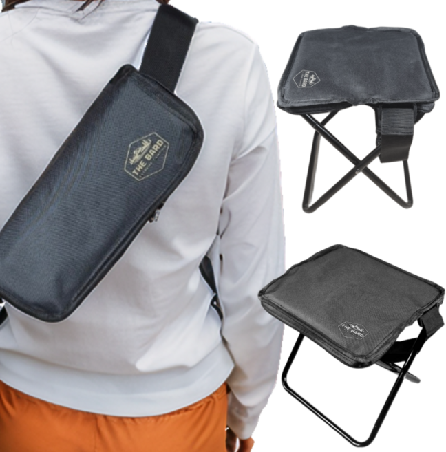 더바드 크로스체어 휴대용 초경량 접이식 의자, 1개, 블랙