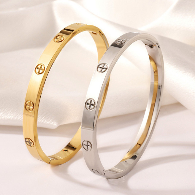 베로시아 서치컬 스틸 도금 슬림 뱅글 팔찌