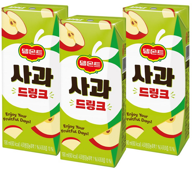 델몬트 사과 드링크, 190ml, 32개