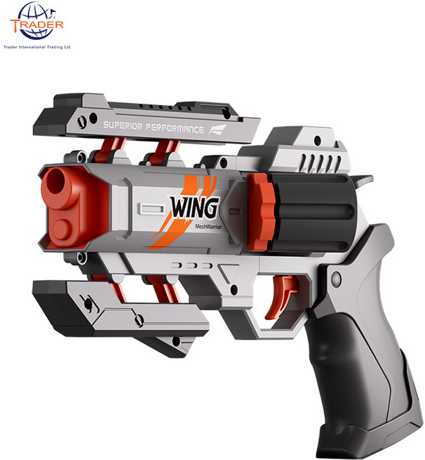 兒童玩具槍 男孩玩具 角色扮演, 【黑灰】JH2808 爆裂左輪軟彈槍, 1個