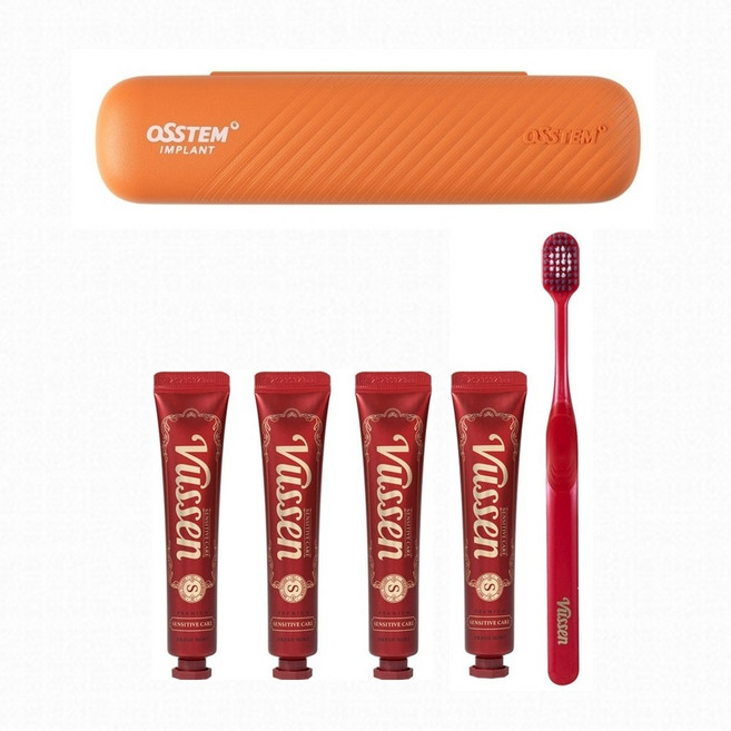 오스템 뷰센 시린이케어 S 여행 휴대용 양치키트 + 미니치약S 3개, 1세트, 40g