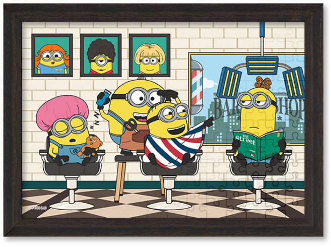 퍼즐사랑 미니언즈 바버샵 직소 퍼즐 액자 세트 500피스 미니언 애니메이션 캐릭터 일루미네이션, 1개, 우드 월넛