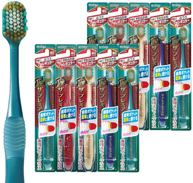 일본 EBISU 에비스칫솔 더프리미엄케어 치주포켓플러스, 1개, 10개입