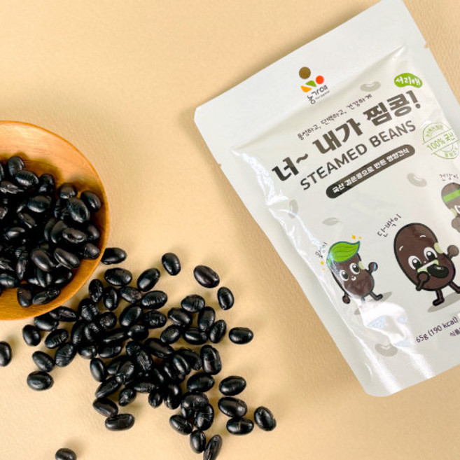 쪄서 만든 국산 검은콩 스낵, 10개, 65g