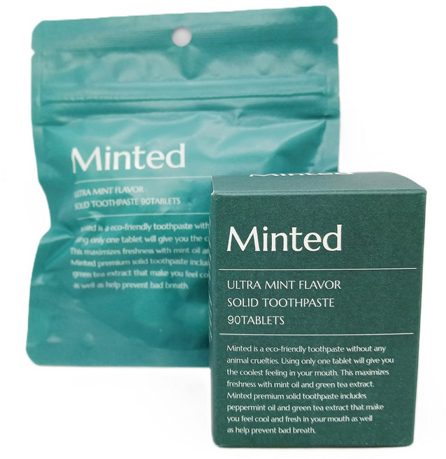 여행용치약 민티드 프리미엄 고체치약 기획세트 90정 (본품+리필), 1개