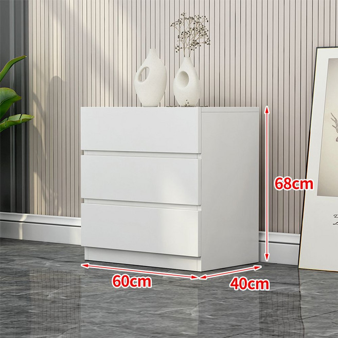 침실 서랍장다용도 원목 드레스룸 깊은 대형 우드 안방 옷 수납장, 조립, 3단 화이트