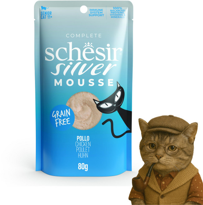 쉐지애 실버무스 닭 고양이 주식 파우치, 80g, 12개