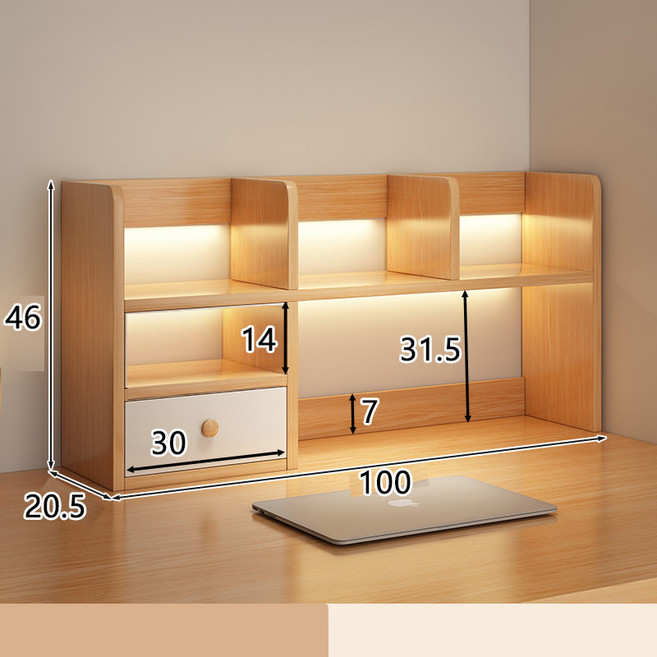 책장 위 탁상용 책상용책장 책꽂이 작은 높이조절, 1단, O. 원목 2단 100cm 단서랍