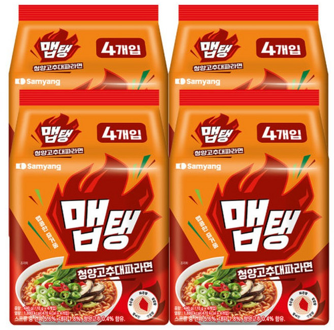 삼양 맵탱 청양고추대파라면 16입 (4입 x 4개) /멀티팩, 16개