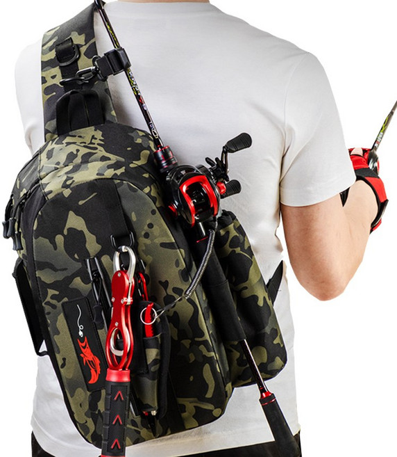 루어가방 낚시용품 멀티 슬링 백, 카모블루