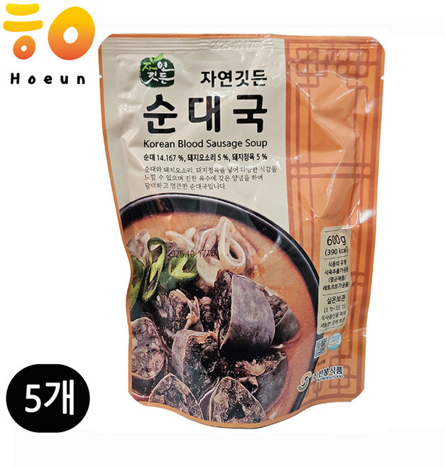 선봉식품 순대국 고기가득 순댓국 (상온), 5개, 600g