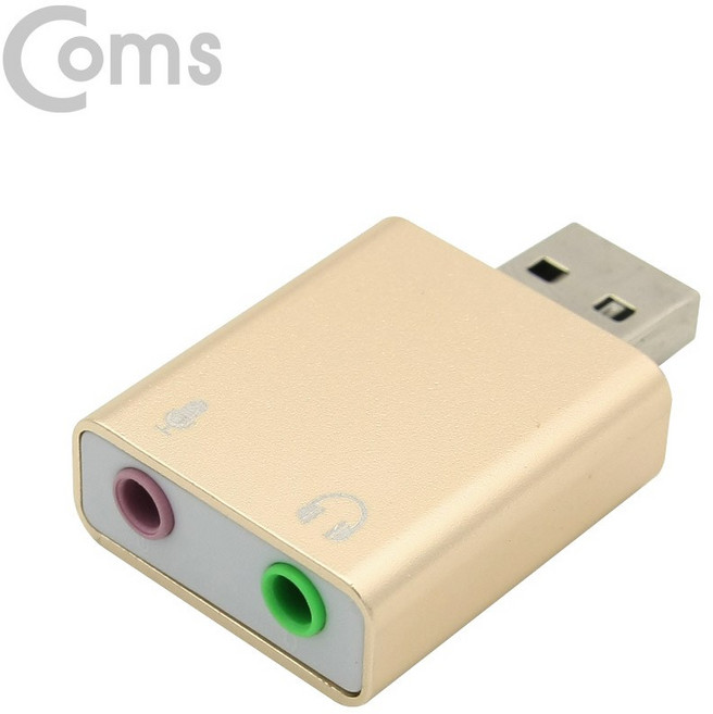 컴스 USB 오디오7.1 컨버터 3.5 ST Mic Gold 사운드카드 외장형, 컴스 BT325[골드], 1개