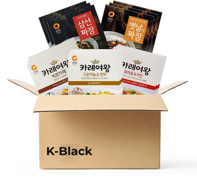 청정원 카레여왕 즉석카레(구운마늘양파X3개+토마토치킨X3개+비프X3개)+즉석짜장(삼선짜장X3개+옛날짜장X3개) 총15개, 160g, 15개