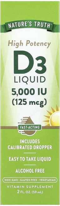 Nature's Truth 비타민 리퀴드 D3 125 mcg (5000 IU) 59ml, 6개, 59.147ml - 쿠팡
