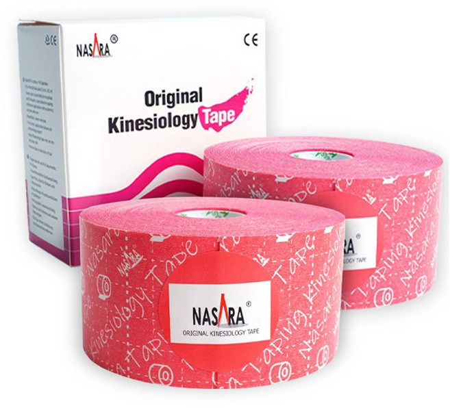나사라 키네시올로지 테이핑 5cm x 11m 핑크 1롤 X 2개 대용량 근육테이프, 2개입, 1세트
