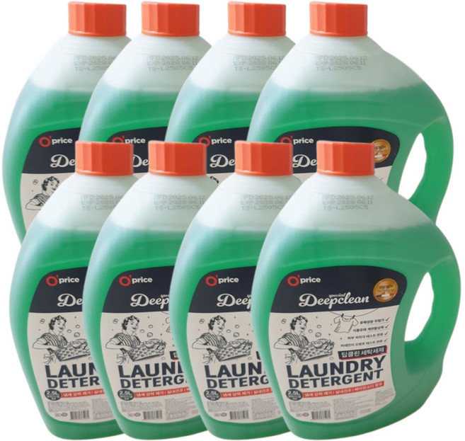 오프라이스 딥클린 베이킹소다 플로럴향 실내건조 액체 세탁세제 2.5L, 8박스