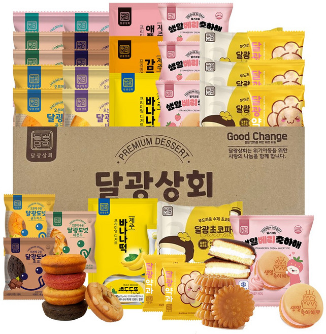 달광상회 디저트 간식 종합 바나나떡 푸짐 세트 도넛 딸기크림빵 초코파이 약과, 1.2kg, 1세트