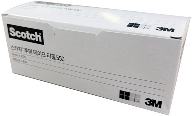 3M 스카치 다용도 테이프리필550 12mm/20m, 12개, 투명