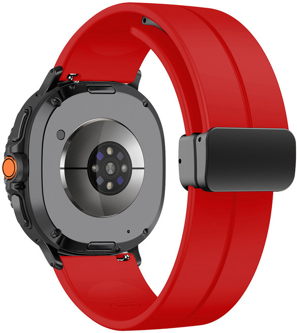 삼성 갤럭시워치8 호환 마그네틱 메탈 버클 실리콘 스트랩, 레드