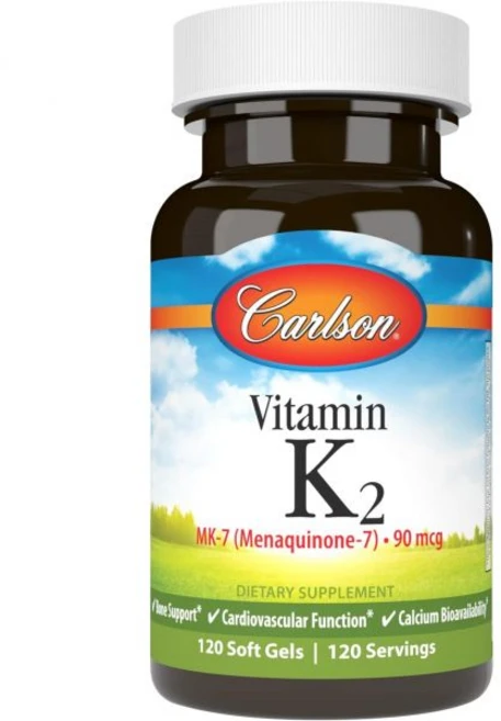 Carlson - Vitamin K2 MK-7 Menaquinone 180 mcg Bone Support Calcium Bioavailability K2 Vitamin, 1 Count (Pack of 120), 1개, 120정 - 쿠팡