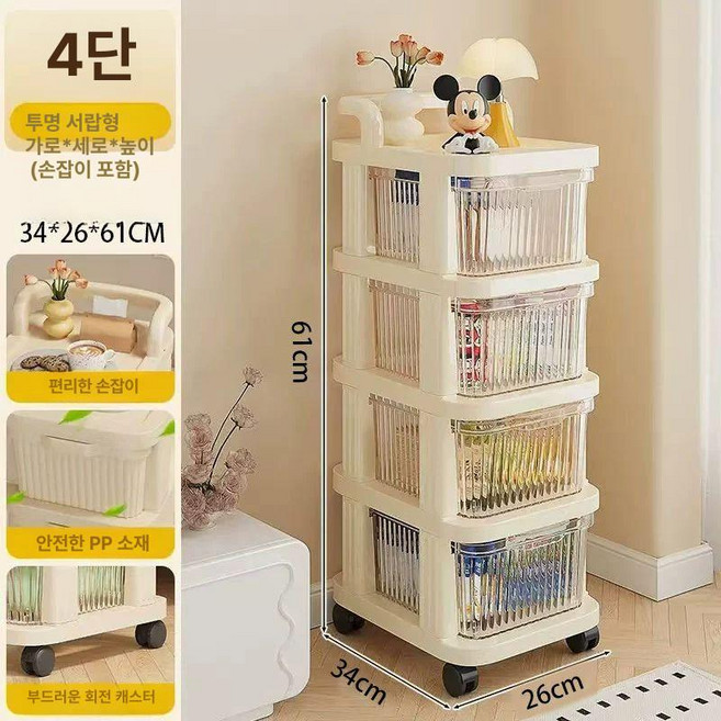 기저귀 정리함 트롤리 수납함 서랍장 엠리빙 바구니