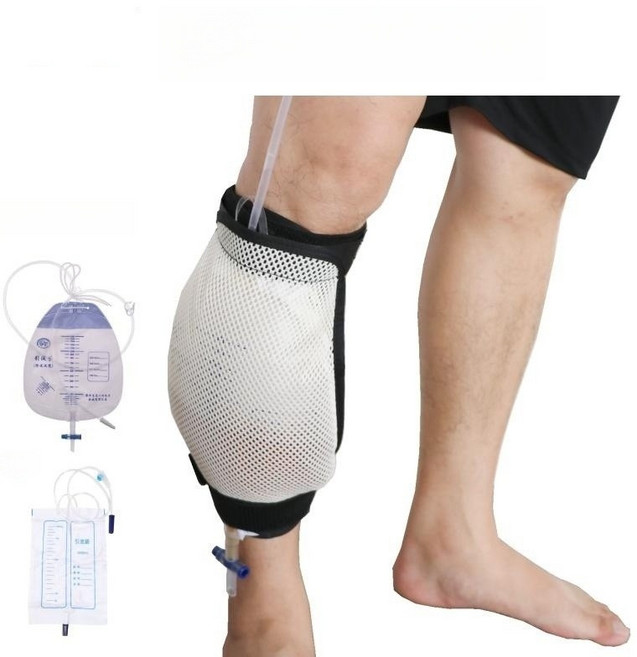 요루주머니 배변주머니 소변 배액 방광 장루 보관 다리 고정 가방, 베이지 메쉬 소재, 1개