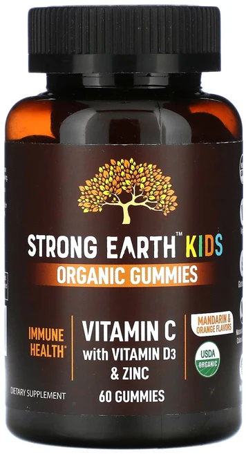 YumVs Strength Earth 어린이용 유기농 구미젤리 비타민D3 및 아연 함유 비타민C 만다린 & 오렌지 구미젤리 60개, YumVsStrengthEarth어린이용유기농구미젤리비, 1개, 60정 - 쿠팡