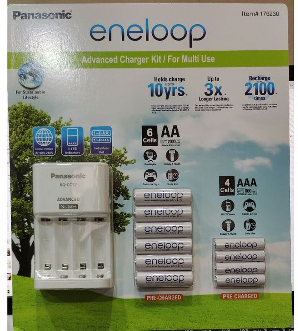 Panasonic eneloop 充電器套組 附6顆AA 4顆AAA電池, 1個