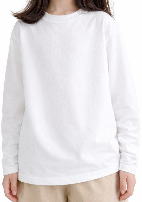 아이크레용 아동용 루즈핏 면 워싱 무지 긴팔 티셔츠