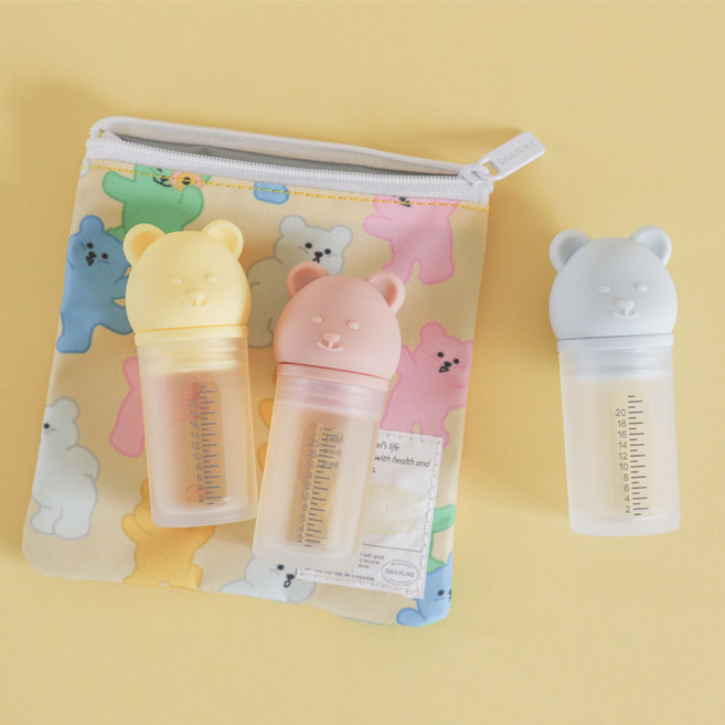 데일리라이크 어린이집 준비물 젤리 베어 실리콘 약병 3P (보냉 약파우치 포함), 1개, 약병(파우치포함), 약병(파우치포함)