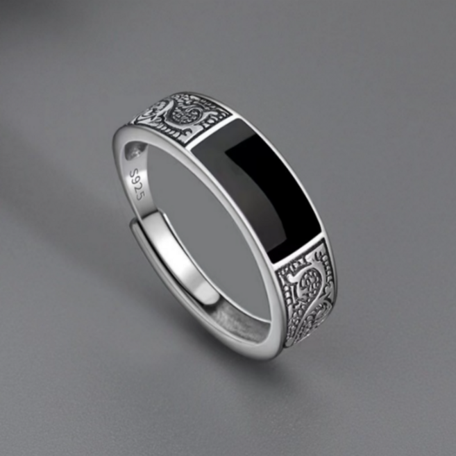 오닉스 실버925 남녀공용 블랙 은반지